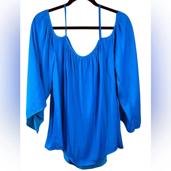 Vince Camuto flowy camisole top, M, royal blue, satiny Summer Resortwear Chic - Picture 3 of 9